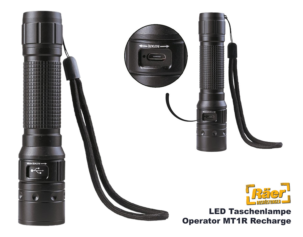 Mil-Tec Taschenlampe LED MT1R, Recharge A