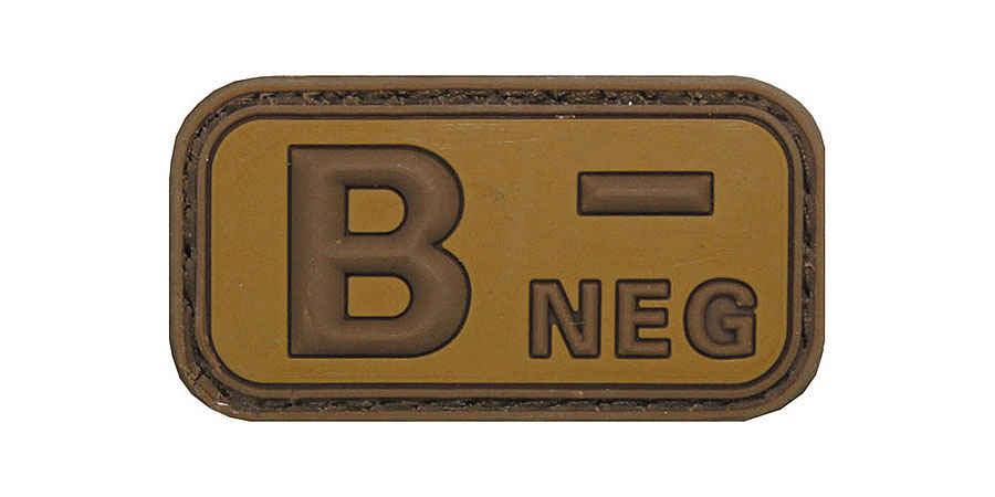 3D Klettabzeichen Blutgruppe, 5 cm, coyote    A