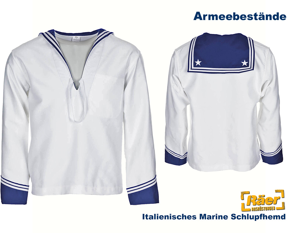 Italienisches Marine Schlupfhemd, weiß    A/B