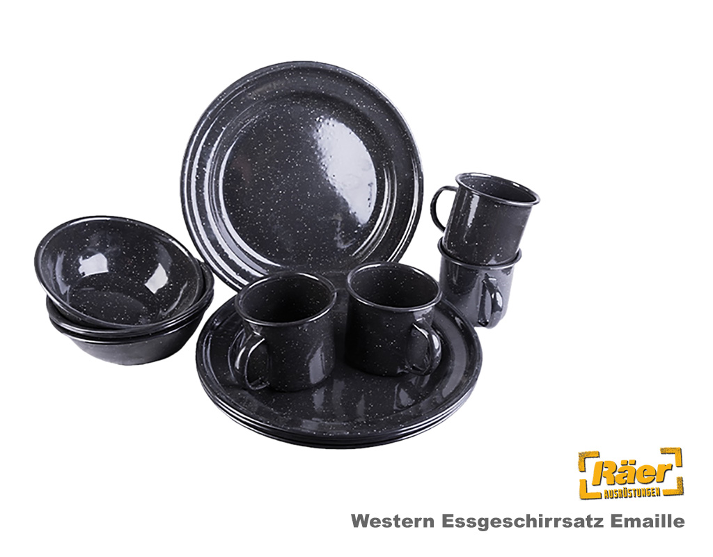 Western Essgeschirr 12-teilig, schwarz    A