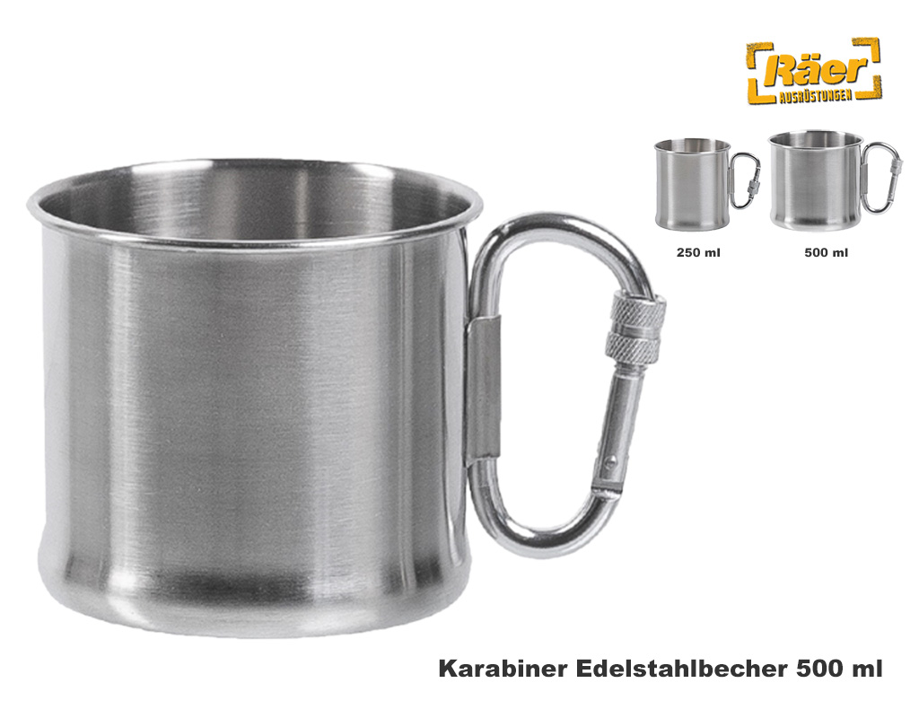 Karabinerbecher Edelstahl 500 ml    A