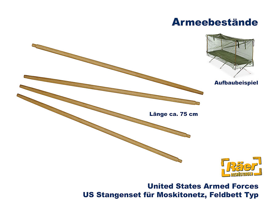 US Stangenset f. Moskitonnetz, Feldbett   A/B