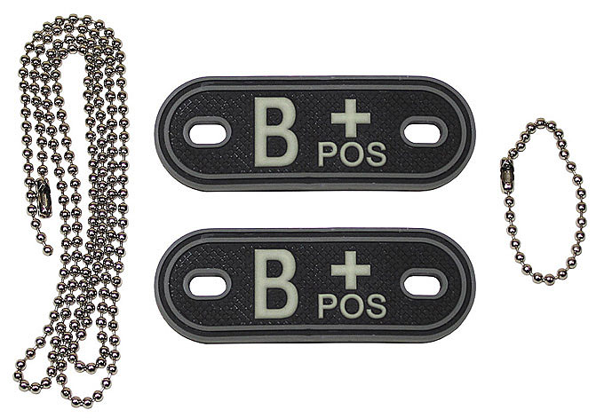 3D Blutgruppen-Tag, 2 Stück, nachtleuchtend  A