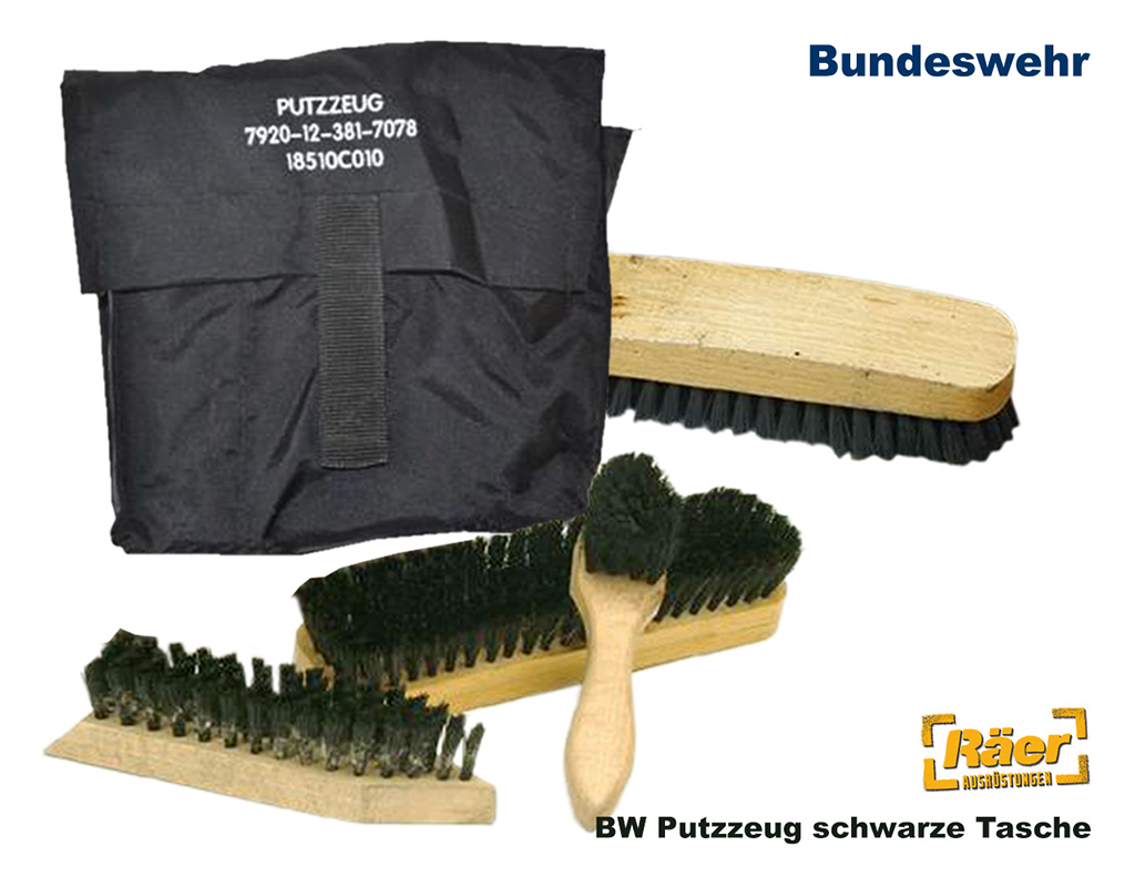 BW Schuhputzset schwarz, 3 Bürsten + Kleiderb. B+