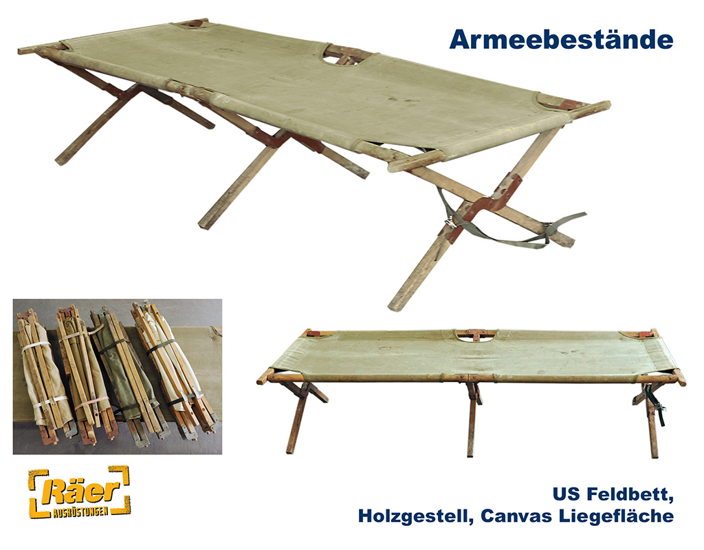 US Feldbett Holzgestell, Canvasbezug    B/C