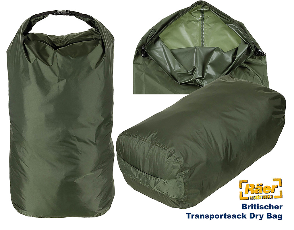 Britischer Transportsack Dry Bag, 22 l, oliv   A/B