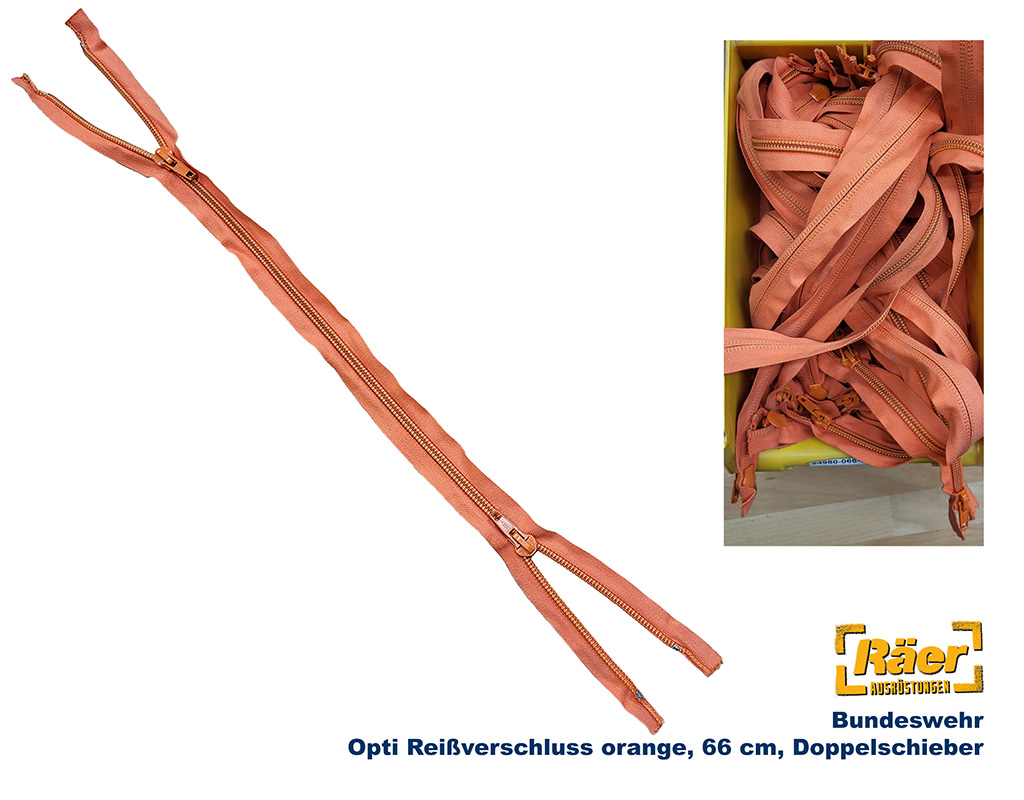 BW Reißverschluss Doppelschlitten, 66 cm, orange A