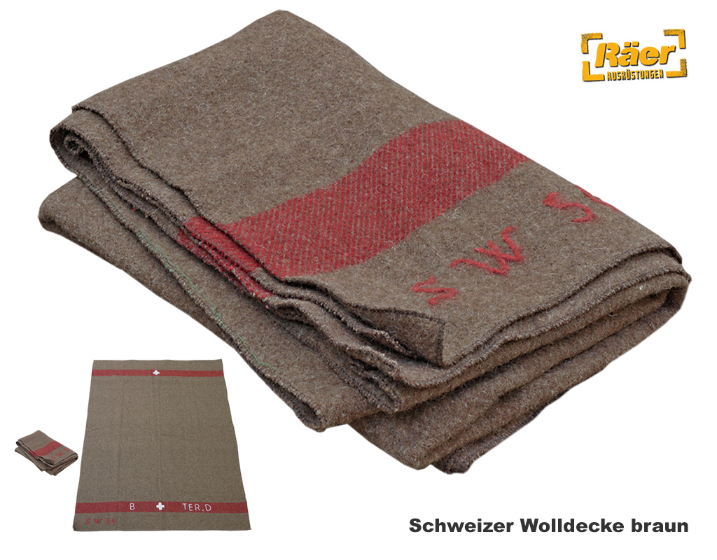 Schweizer Wolldecke braun... A