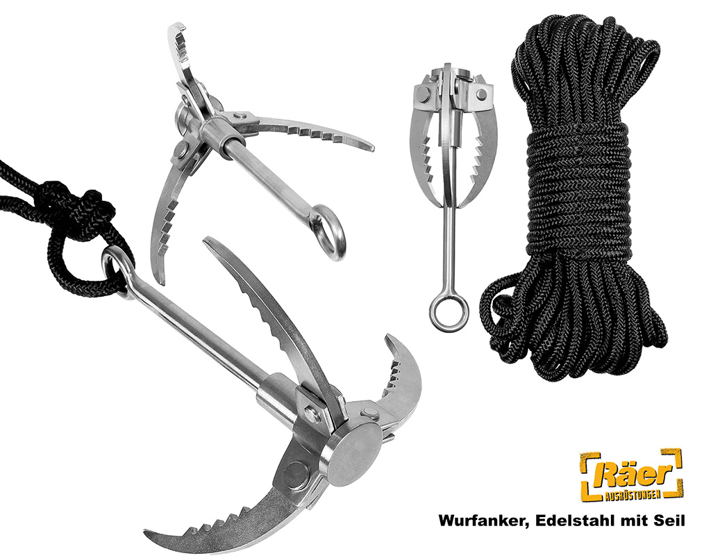 Wurfanker, Edelstahl mit Seil    A