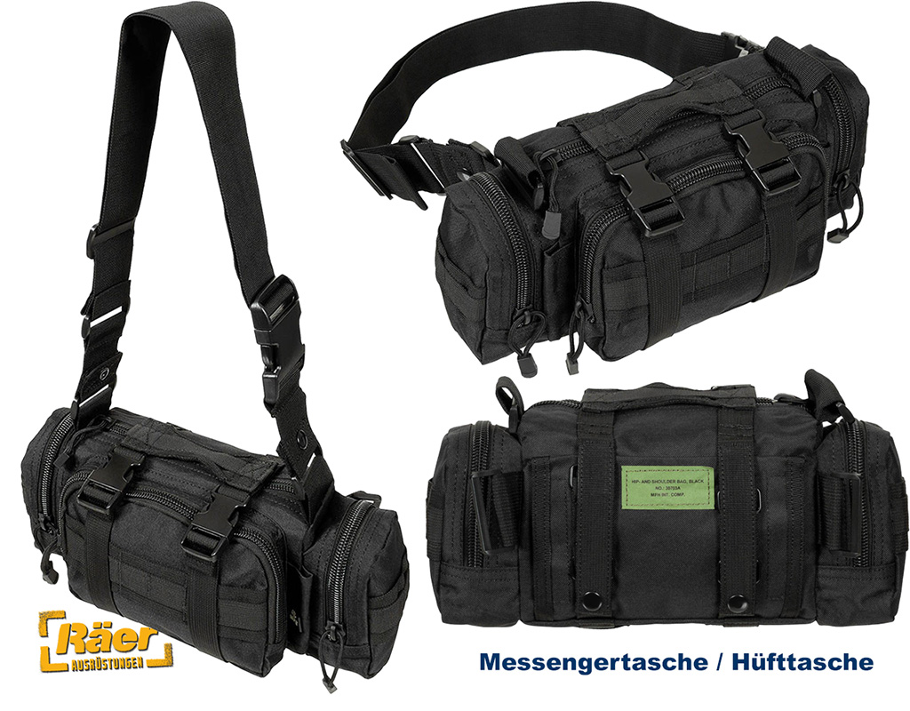 Hüft- und Schultertragetasche, schwarz    A