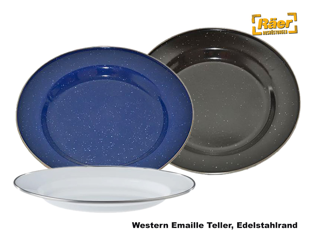 Western Emaille Teller, V2A-Rand    A