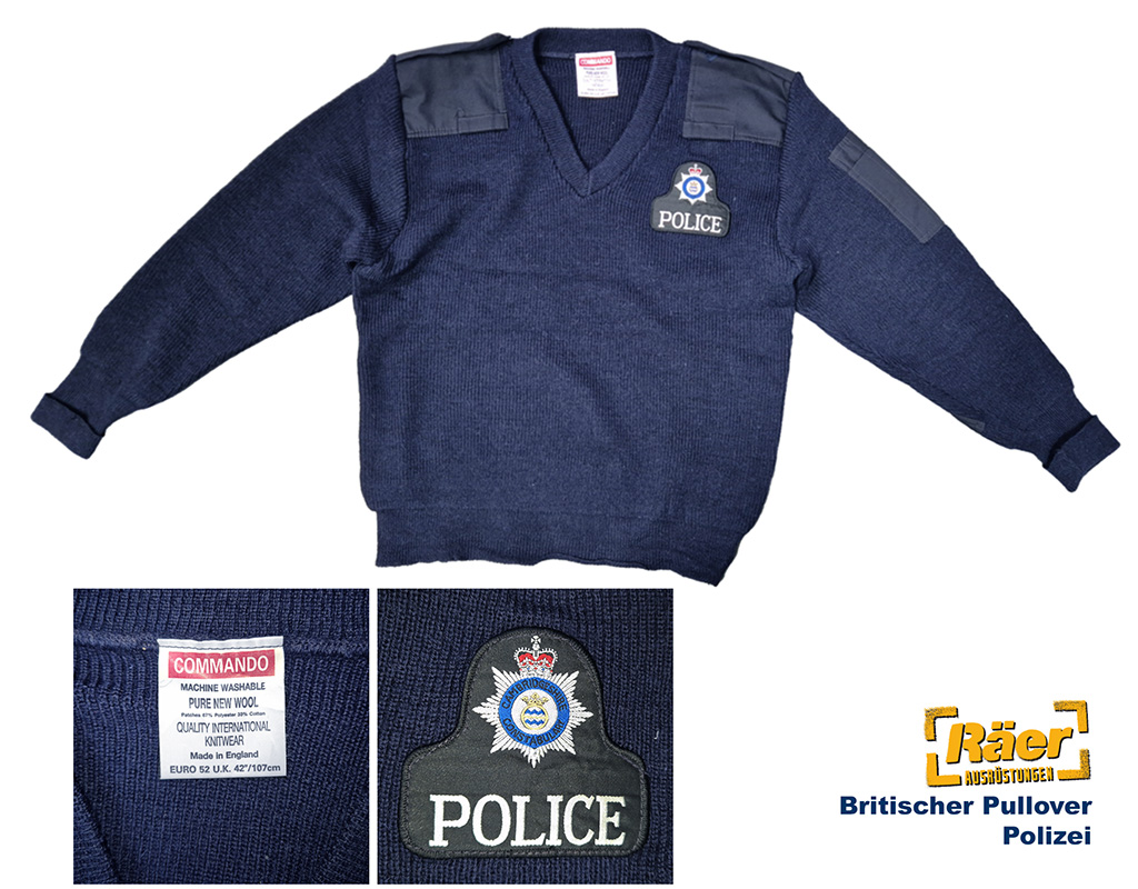 Britischer Pullover, Polizei, V  mit Abzeichen A/B