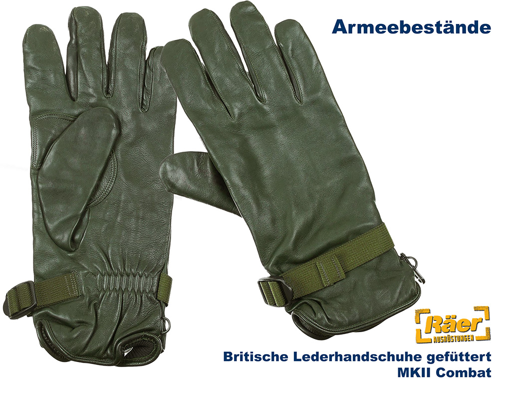 Britische Lederhandschuhe MKII Combat, oliv    B