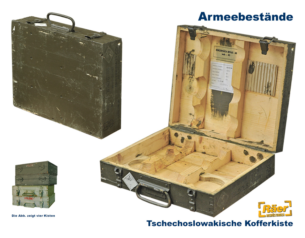 Tschechische Holzkiste mit Koffergriff, Koffer   B