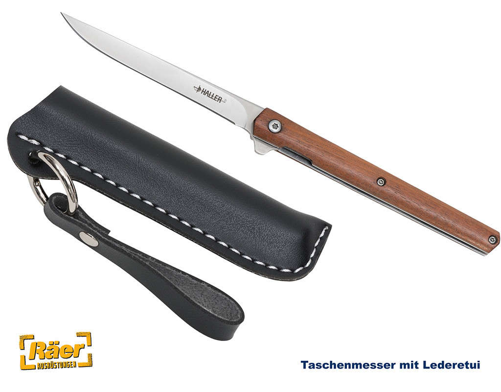 Taschenmesser mit Lederetui, braun    A