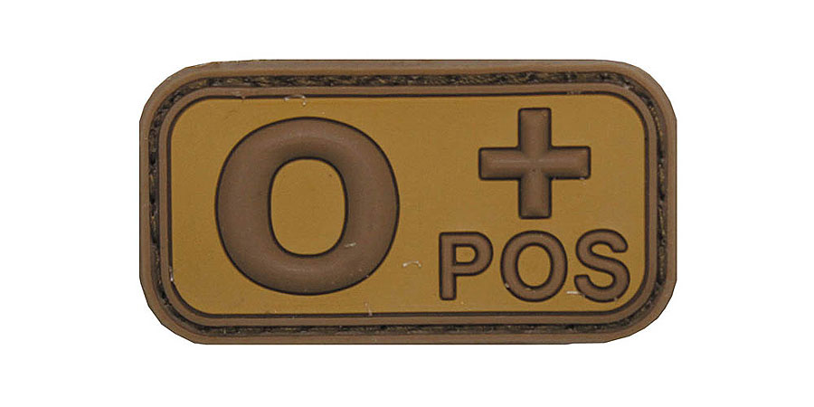 3D Klettabzeichen Blutgruppe, 5 cm, coyote    A