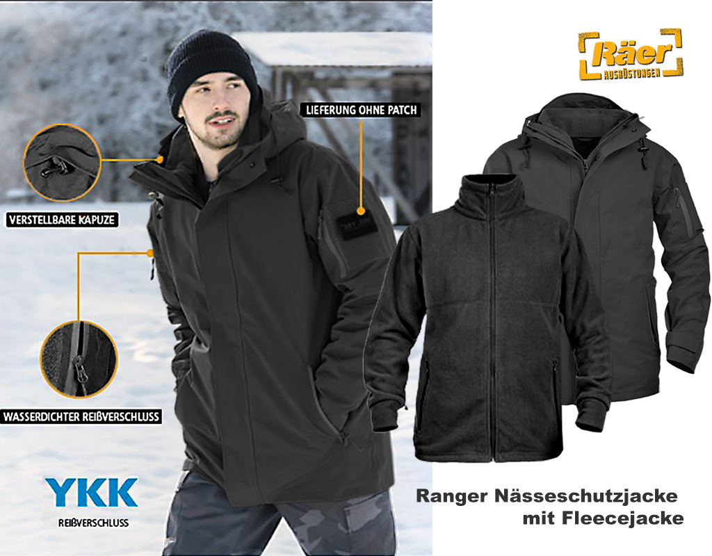 Ranger Nässeschutzjacke m. Fleecej. Gen.II schw A