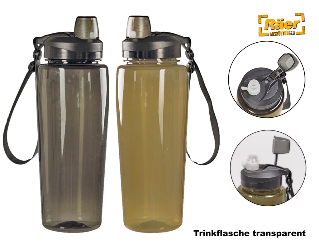 Trinkflasche transparent, Einhandbedienung    A