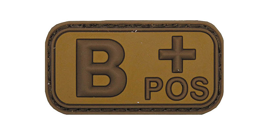 3D Klettabzeichen Blutgruppe, 5 cm, coyote    A