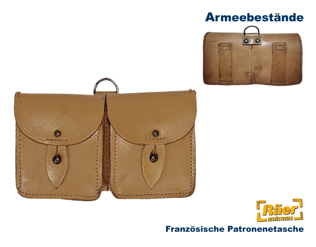 Französische Patronentasche, Leder, 2-teilig    B