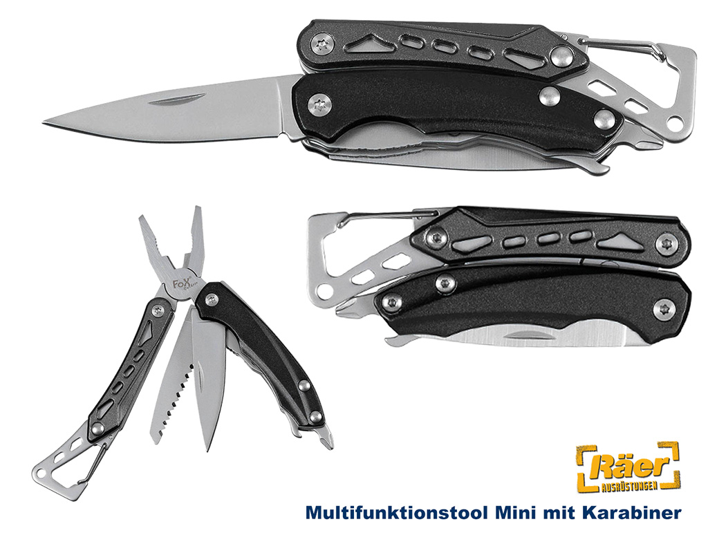 Multitool Mini 4-teilig mit Karabinehaken    A