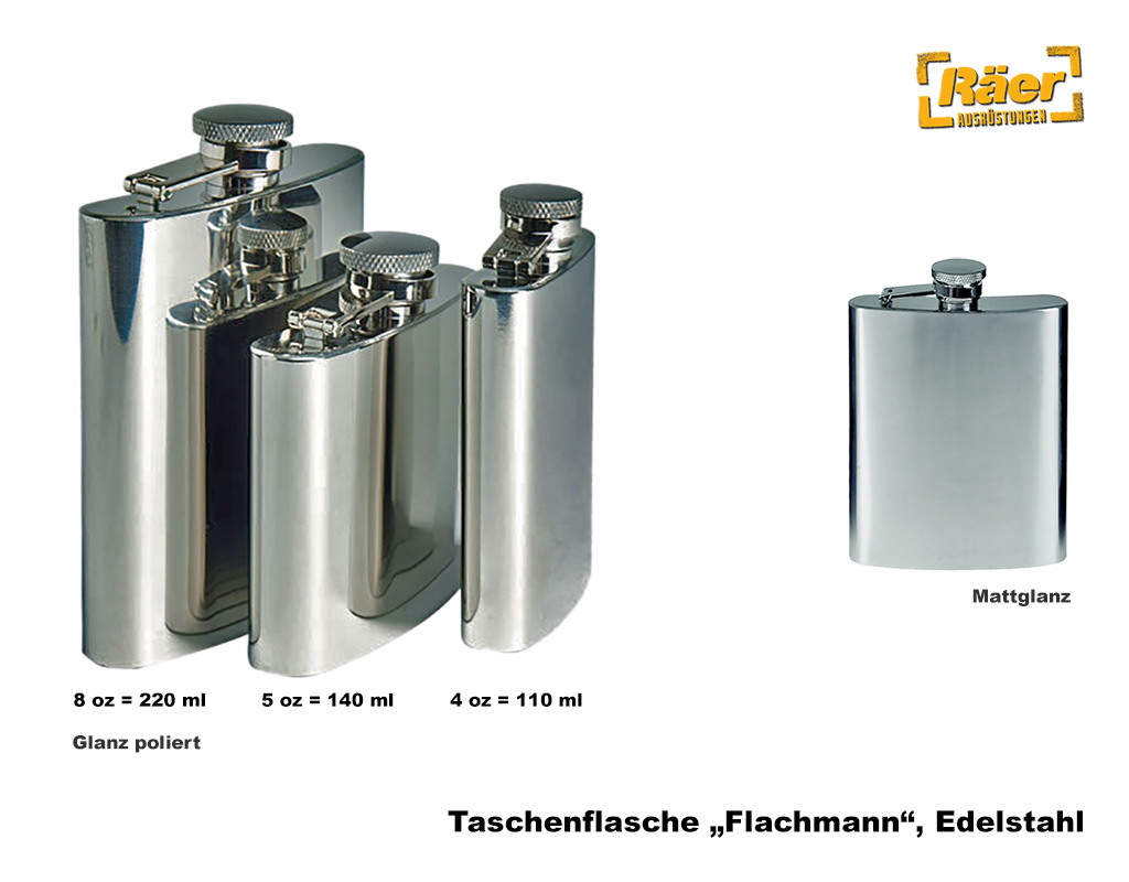 Taschenflasche ("Flachmann") Edelstahl   A