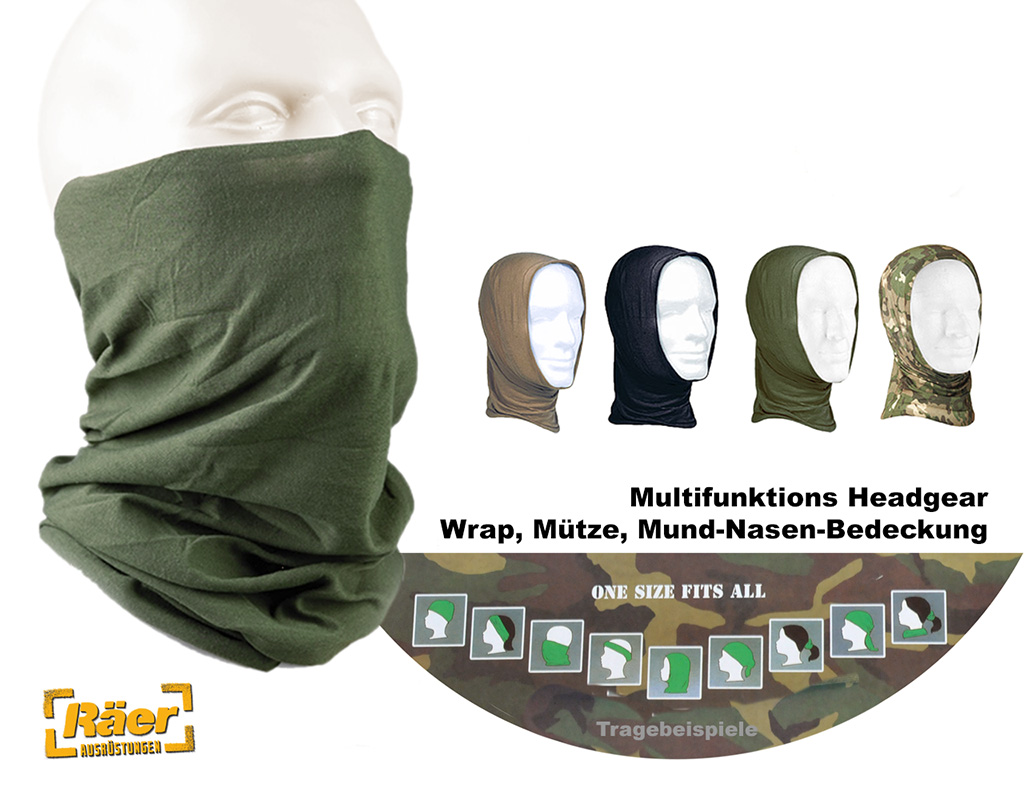 Multifunktion Headgear Schlauchschal uni + tarn  A