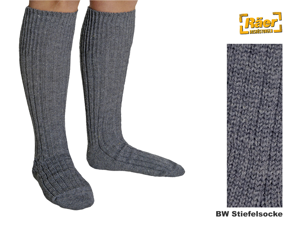 BW Stiefelsocken lang, grau, 70 % Schurwolle    A