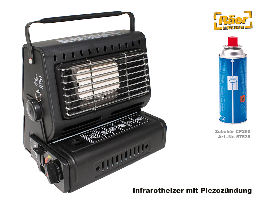 Infrarot Gaskartuschenofen 1,2 KW, Piezozündung  A