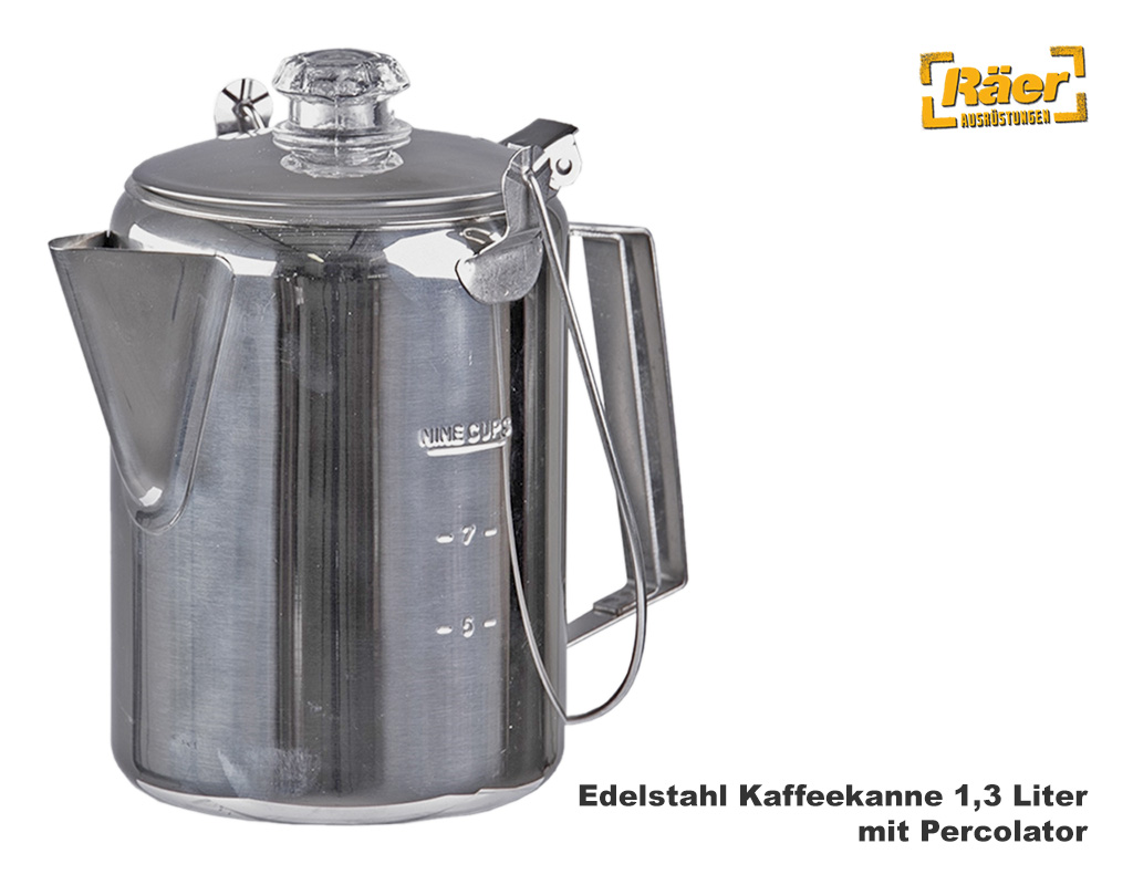Edelstahl Kaffeekanne m. Perkolator, 1,3 L    A