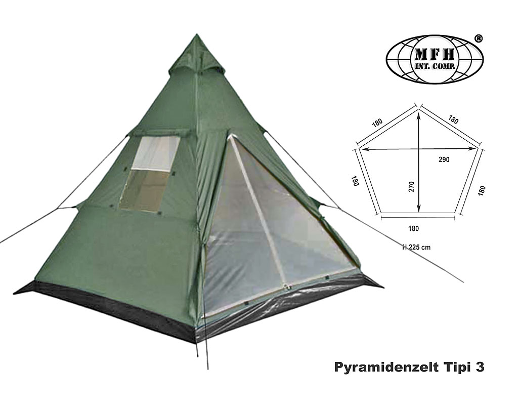 Pyramidenzelt 3 P. Tipi 3, 2,9 x 2,7 m - MFH    A