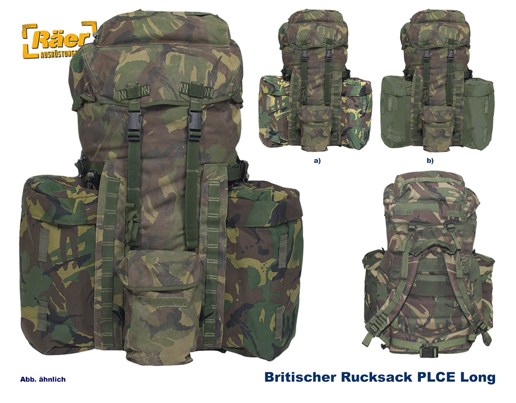 Britischer Rucksack PLCE Long,Seitentaschen, DPM B