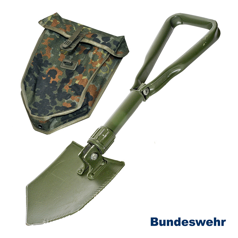 BW Dreifachklappspaten m. Spatentasche flecktarn B