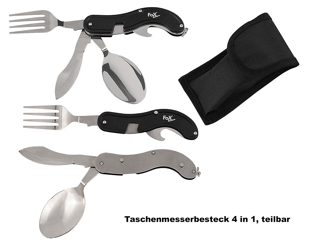 Taschenmesserbesteck 4 in 1, teilbar    A