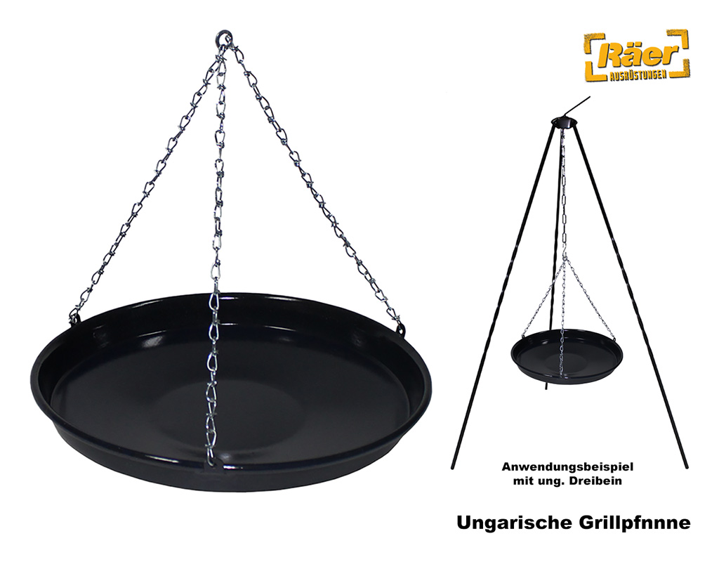 Ungarisches Grillpfanne Emaille, mit Kette   A