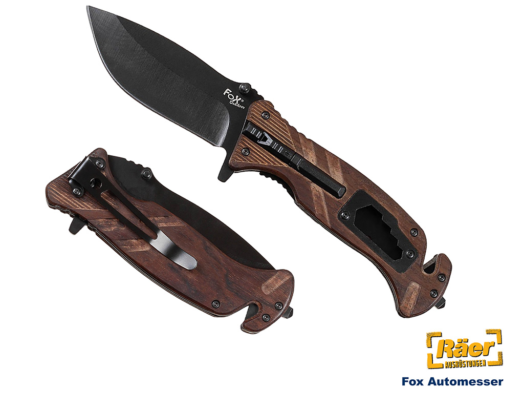Fox Einhand Taschmesser, Holzgriff, Feuerstarter A