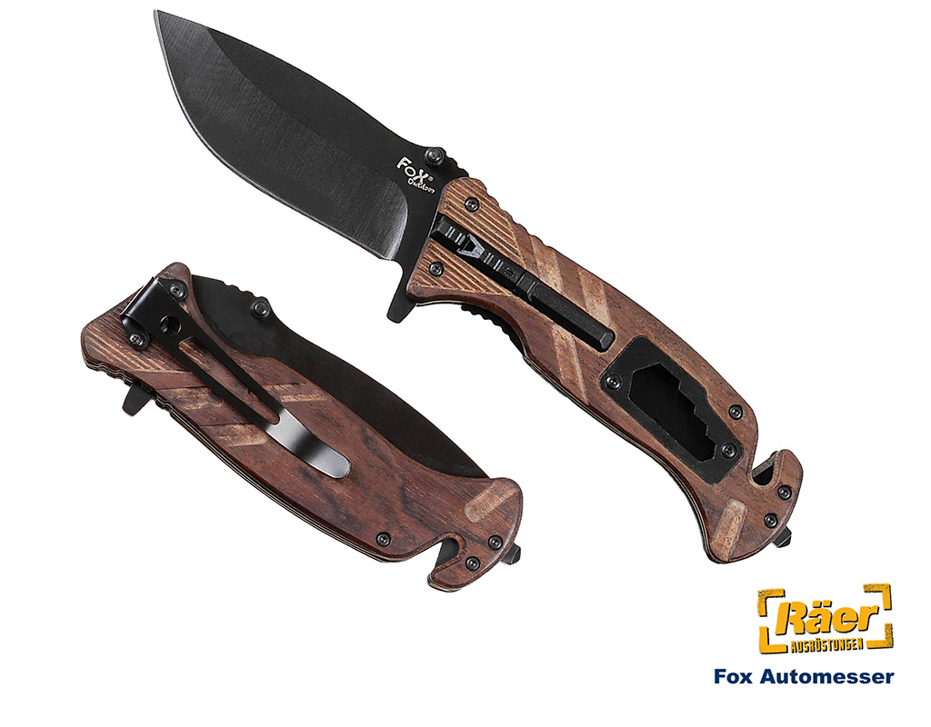Fox Einhand Taschmesser, Holzgriff, Feuerstarter A