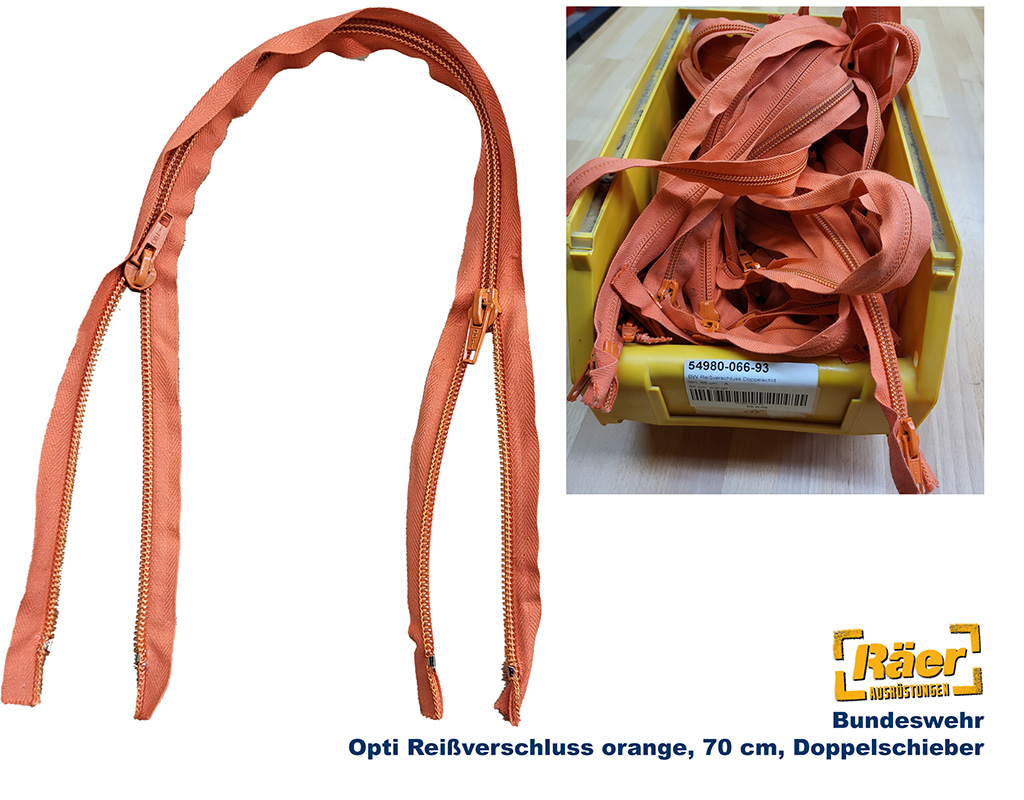 BW Reißverschluss Doppelschlitten, 70 cm, orange A
