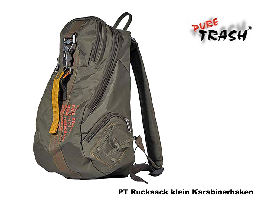 PT Rucksack klein, Karabinerhaken - Pure Trash   A