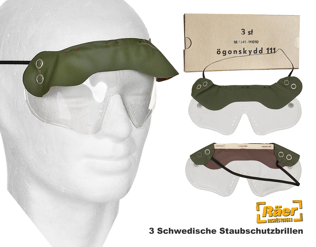3 Schwedische Staubschutzbrillen, Klassik A/B
