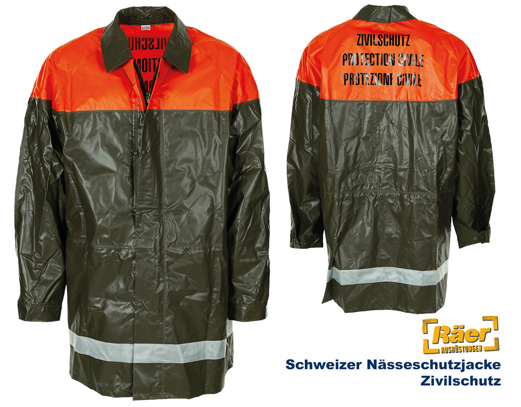 Schweizer  Nässeschutzjacke Zivilschutz, oliv  A/B