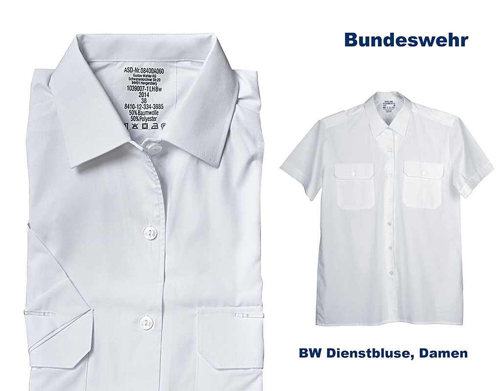 BW Dienstbluse Damen, Kurzarm, weiß    A