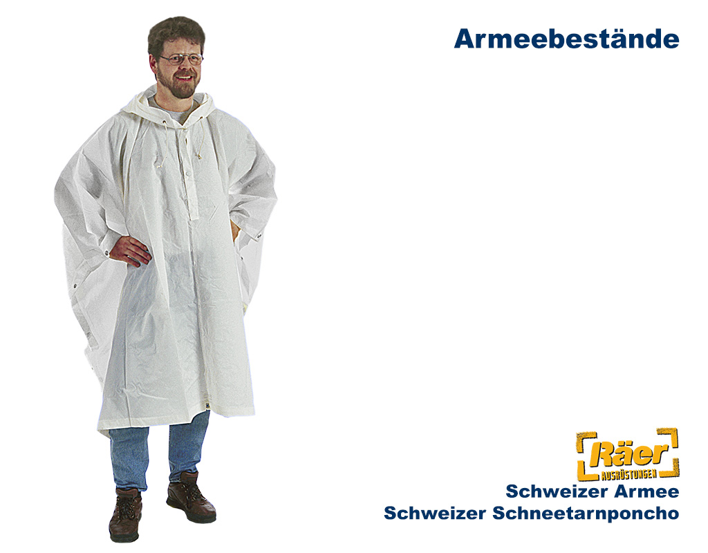 Schweizer Schneetarnponcho, Regenponcho weiß   A/B