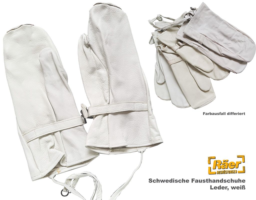 Schwedische Fausthandschuhe Leder, ungebraucht   B