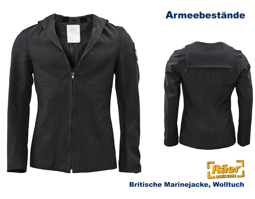 Britische Marine Bordjacke Wolltuch, schwarz    B