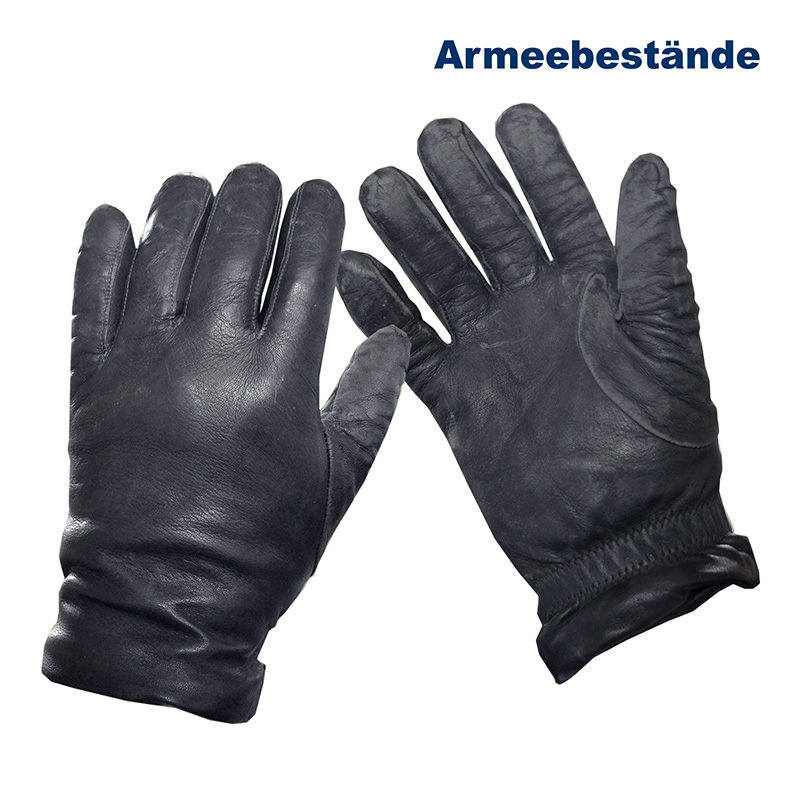 Britische Lederhandschuhe gefüttert, schwarz    B