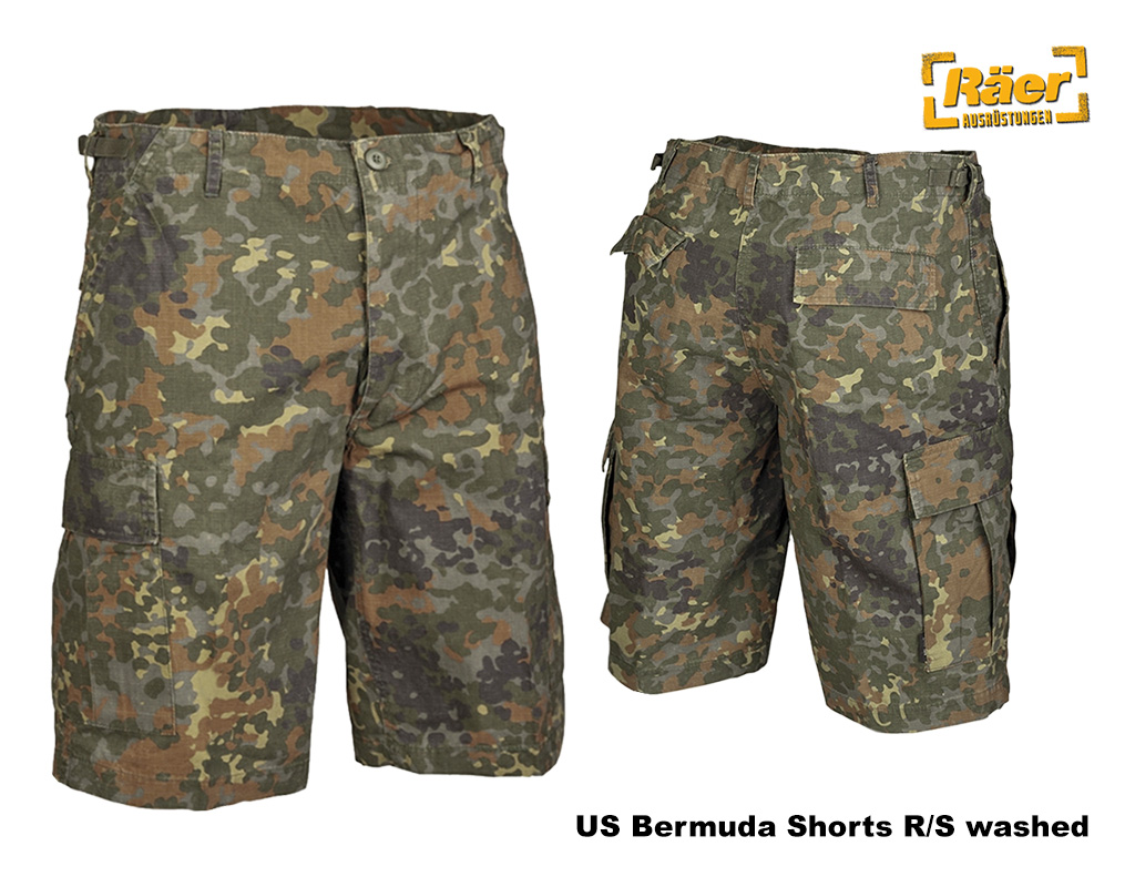 US Bermuda Shorts Ripstop washed, flecktarn    A