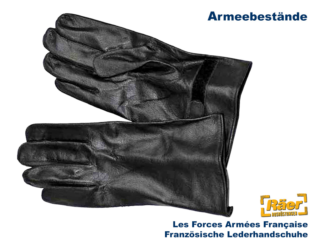 Französische Lederhandschuhe, schwarz    A/B