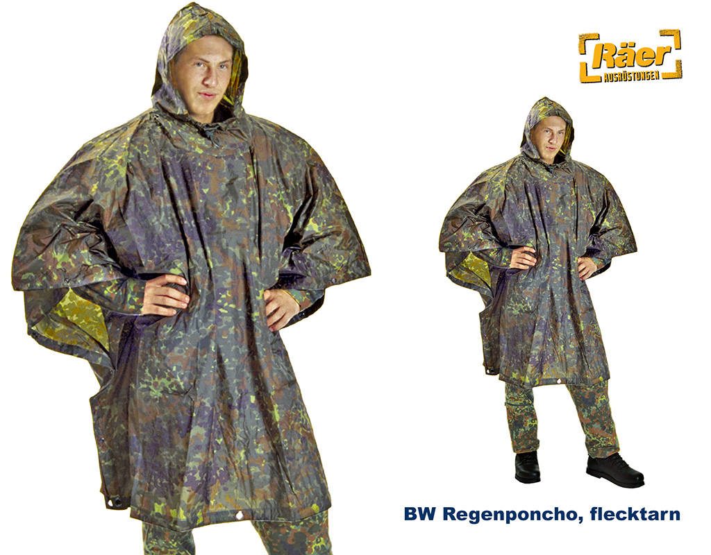 BW Regenponcho RS, 5000 mm WS,  flecktarn    A