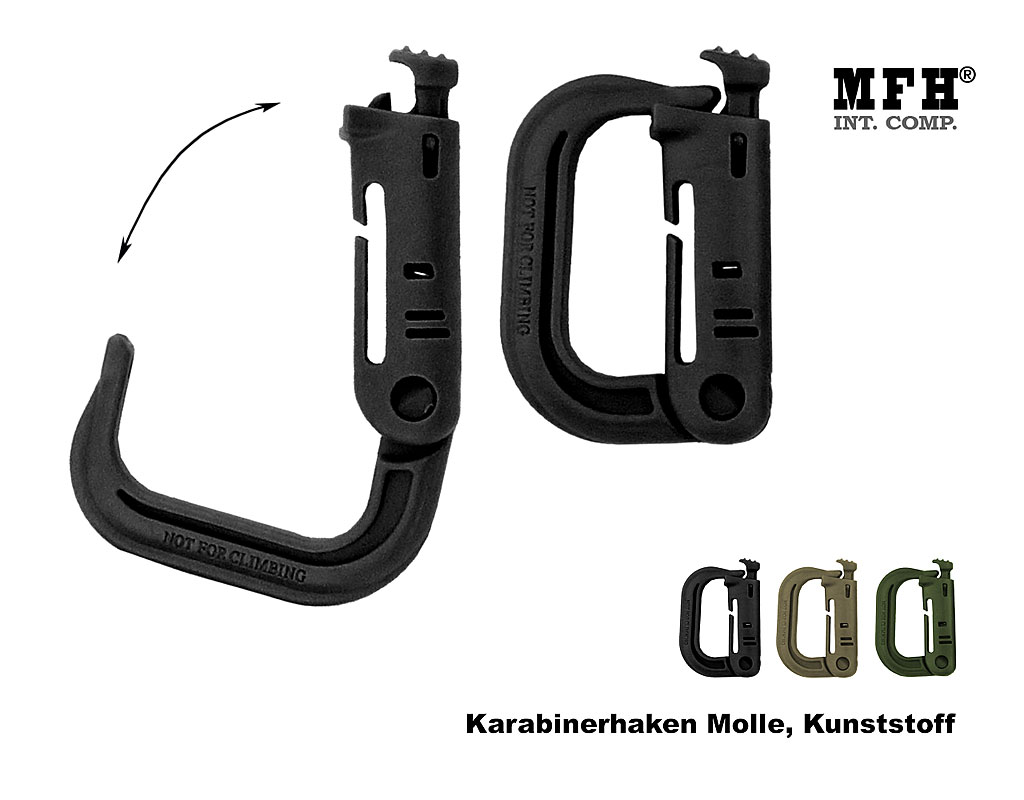 Molle Karabinerhaken Kunststoff, 2-er Pack...    A